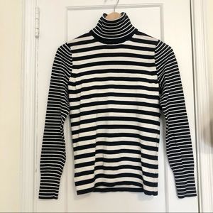 Banana Republic navy/white striped knit turtleneck